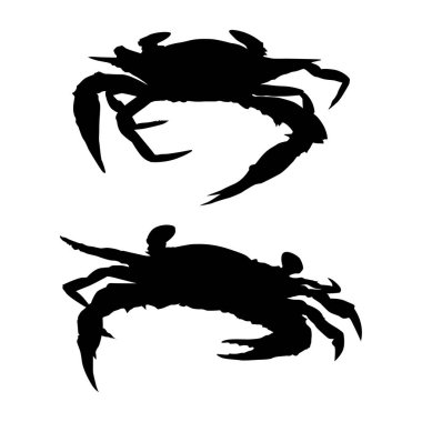 Deniz Ürünleri Simgesi Yengeç Vektör Silueti Vol 01