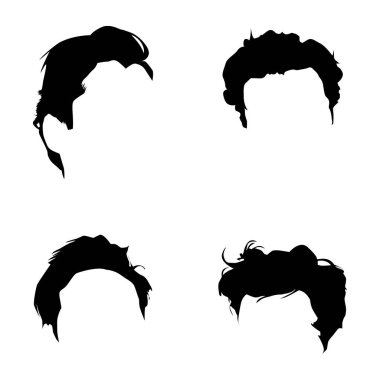 Beyaz A 'da izole edilmiş tasarımcılar için moda erkek saç modelleri.