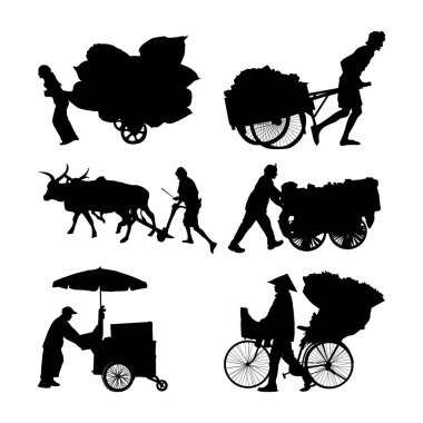 Ekipman seti siyah siluet Vol 02 ile çalışıyor.