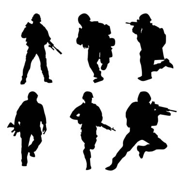 Silahlı ordu silueti, tüfekli Amerikan askerleri Bağımsızlık ya da Anma Günü geçmişi