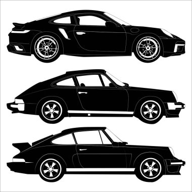 Spor Araba Silueti Çizim Şekli Vol 01