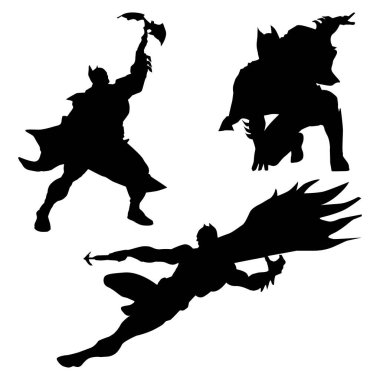 Süper kahraman Siluet Siyah Arkaplan Vol 3