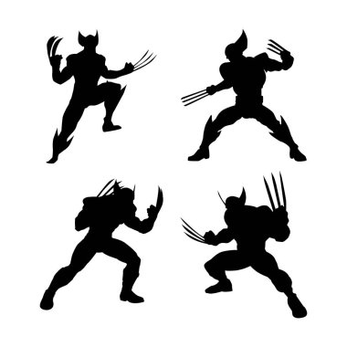 Wolverine siyah siluetleri beyaz arka plan Vol 03
