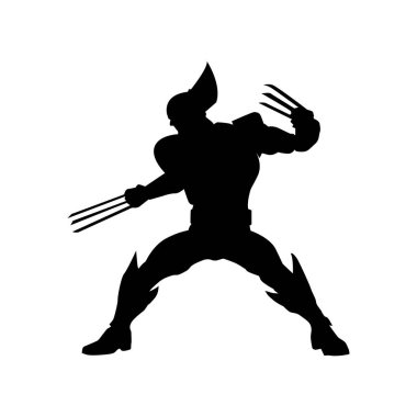 Beyaz arka planda Wolverine Siyah Siluetleri illüstrasyonu Vol 08
