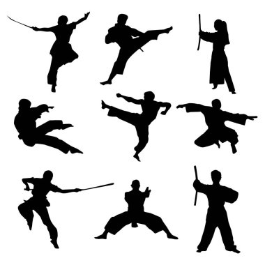 Wushu Oynatıcı Silüeti Şekil Çizim Vol 4