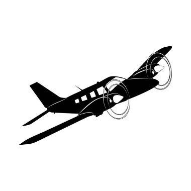 uçak siyah siluet vektörü çizim Vol 01