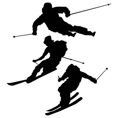 Alp kayakçı silueti şekil çizimi Vol 5