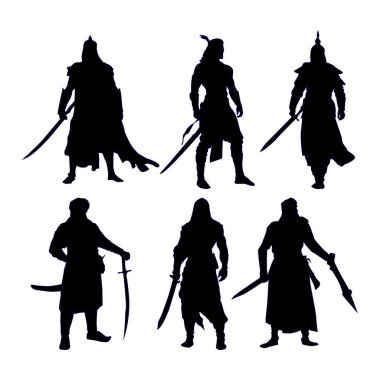 Arap savaşçılar ve sultanlar beyaz arka planda siyah siluetler Vol 01