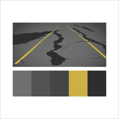 Asfalt Yolu yarıldı ve depremden dolayı kırıldı. beyaz arkaplan vol 02