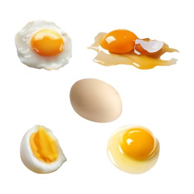Beyaz arka planda kaynamış yumurta illüstrasyonu