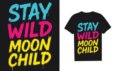 Renkli el yazısıyla yazılmış moda ve koyu renk tişört tasarımı. Siyah arka planda 