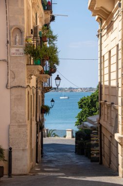 at Syracuse, Italy / On 08/01/22/ street in the old center of Ortigia island,  in Sicily, Italy