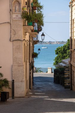 at Syracuse, Italy / On 08/01/22/ street in the old center of Ortigia island,  in Sicily, Italy