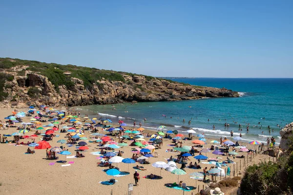 Calamosche, a beautiful sandy cove in the Vendicari Nature Reserve wildlife oasis, located between Noto and Marzamemi, Sicily, Italy.