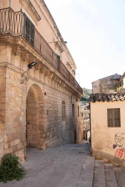 Street Modica Történelmi Központjában Ragusa Tartományban Szicília Olaszország — Stock Fotó