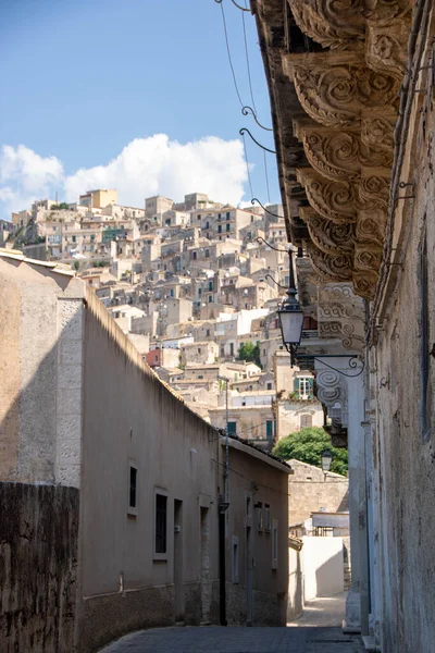 stock image Street in the historical center of Modica, province of Ragusa, Sicily, Italy,