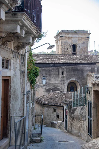 Rue Dans Centre Historique Modica Province Raguse Sicile Italie — Photo