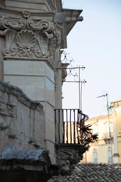 Barokk Részletek Szicíliai Ragusa Ibla Régi Palotájáról Olaszország — Stock Fotó