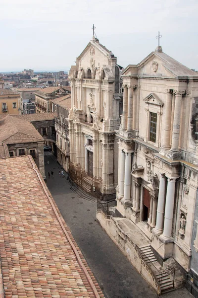 Catania Italia Arco Benedectine Calle Beautiful Crociferi Centro Histórico —  Fotos de Stock