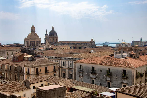 Centro Histórico Catania Como Visto Torre Sino Igreja San Giulano — Fotografia de Stock
