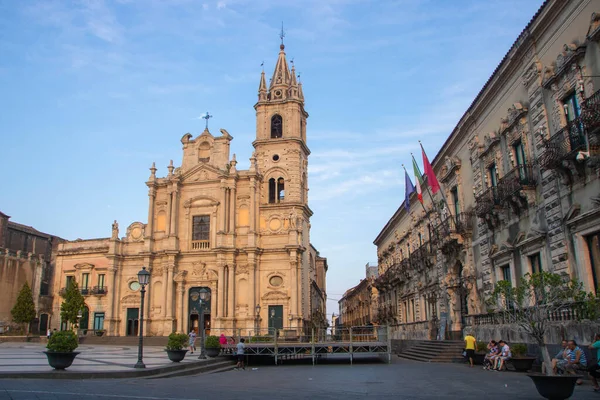 stock image At Acireale, Italy, On 08-09-22, Santi Pietro e Paolo the  Baroque-style, Roman Catholic collegiate basilica church located in central town e in the region of Sicily of Italy