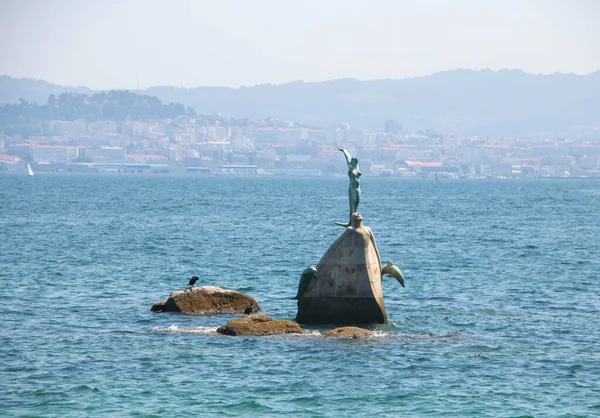 Estatua Que Representa Una Sirena Mar Cangas Galicia España — Foto de Stock