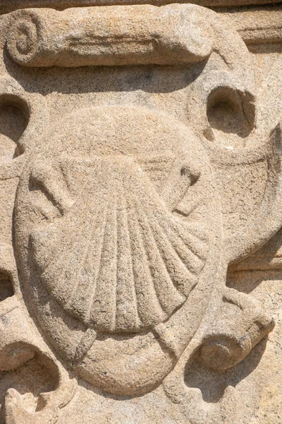 Símbolo Shell Saint James Fachada Catedral Santiago Compostela — Fotografia de Stock