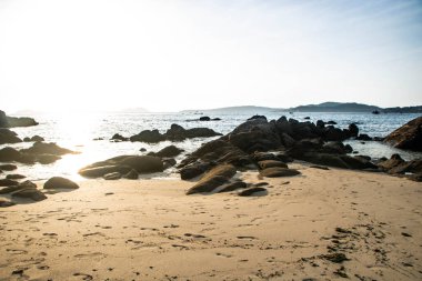 Samil sahilinde gün batımı, Vigo, Galiçya, İspanya