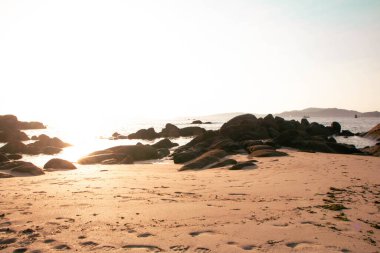 Samil sahilinde gün batımı, Vigo, Galiçya, İspanya