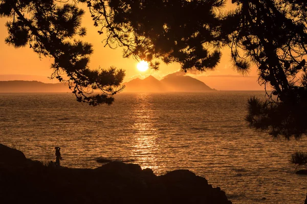 Захід Сонця Пляжі Саміл Віго Галісія Іспанія — стокове фото