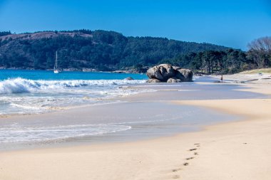 Galiçya, İspanya 'daki Nerga plajının manzarası