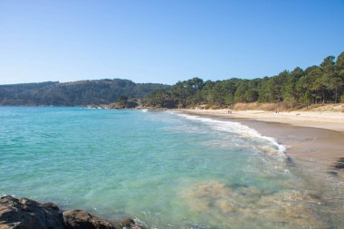Galiçya, İspanya 'daki Nerga plajının manzarası,