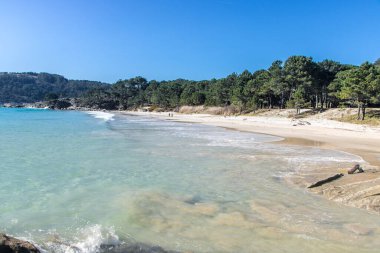 Galiçya, İspanya 'daki Nerga plajının manzarası,