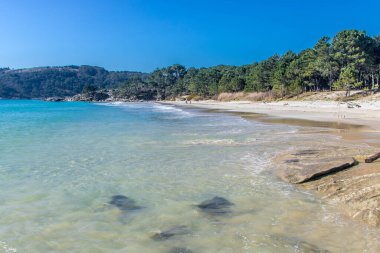 Galiçya, İspanya 'daki Nerga plajının manzarası,