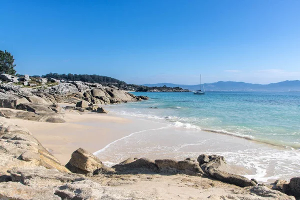 Krajobraz Plaży Nerga Cangas Galicja Hiszpania — Zdjęcie stockowe