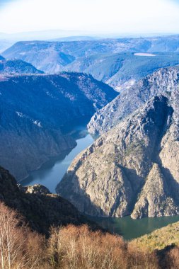 Galiçya, İspanya 'da Ribeira Sacra ve Sil Kanyonu manzarası