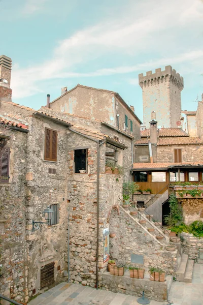 Escaliers Muraille Dans Ville Médiévale Capalbio Toscane Italie — Photo