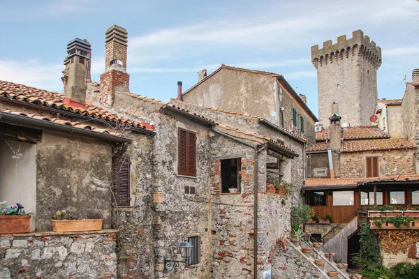 Escaleras Pared Ciudad Medieval Capalbio Toscana Italia — Foto de Stock