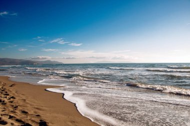 Maremma Ulusal Parkı 'ndaki güzel kumlu plaj Toskana, İtalya' daki doğal rezerv.