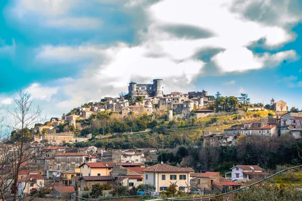 Miasto Zamek Szczycie Pietravairano Prowincji Caserta Kampania Włochy — Zdjęcie stockowe