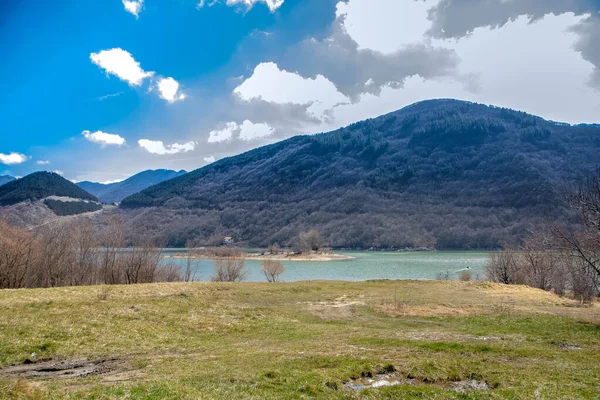 Lago Matese Lago Carste Mais Alto Itália Está Sopé Monte — Fotografia de Stock