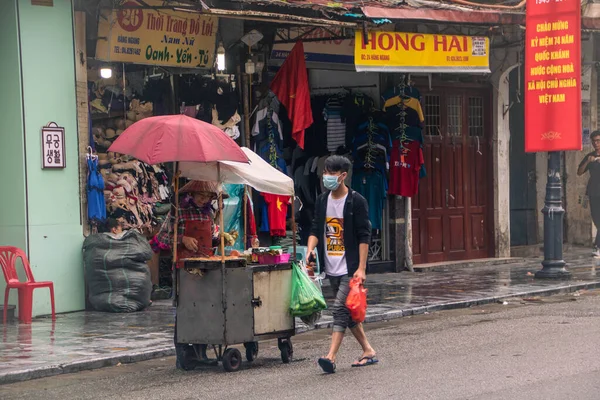 Hanói Vietnã Setembro 2019 Banca Comida Rua Centro Histórico Cidade — Fotografia de Stock