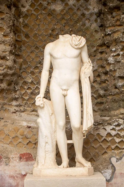 Estatua Que Representa Mercurius Los Baños Del Parque Arqueológico Baia — Foto de Stock