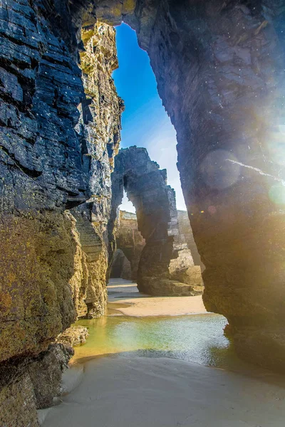 Прая Дас Катедрайс Соборный Пляж Атлантическом Побережье Галисии Испании — стоковое фото