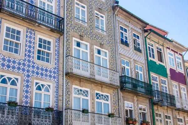 Braga Portugal 2023 Facades Palaces Traditional Colored Tiles — Stock Photo, Image