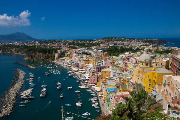 Marina Corricella Nın Procida Napoli Talya Daki Manzarası — Stok fotoğraf