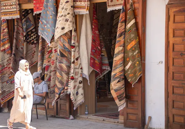 stock image At Rabat Morocco, On 04, august, 2024, typical street scene in the lively souk of the Medina