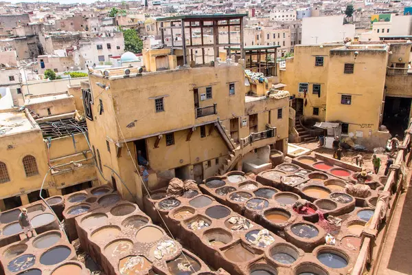 Fes, Fas 'ta 05.08.2024' te Chouara Tannery, şehrin en büyük tabakhanesi ve en eskilerindendir.