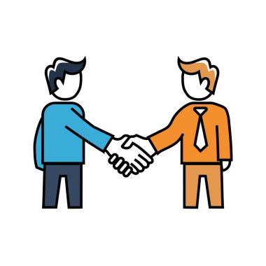 İş tokalaşması illüstrasyonu. Ortaklık anlaşması sembolü. Güven işbirliği vektörü. Başarılı anlaşma konsepti. EPS 10.