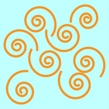 Turuncu spiral şekiller. Girdap desenli element. Soyut eğri Vektörü. Dinamik hareket çizimi. EPS 10.